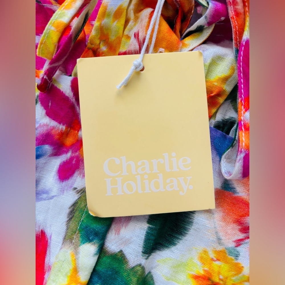 NWT Charlie Holiday Blurred Floral Alicia Top Size Large - Picture 2 of 4